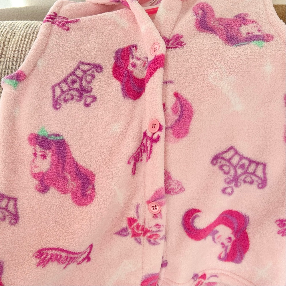 ‼️Sold‼️Disney Japan Princesses Plush Pink Purple Button Up Vest Girls Size 10 - Picture 4 of 7